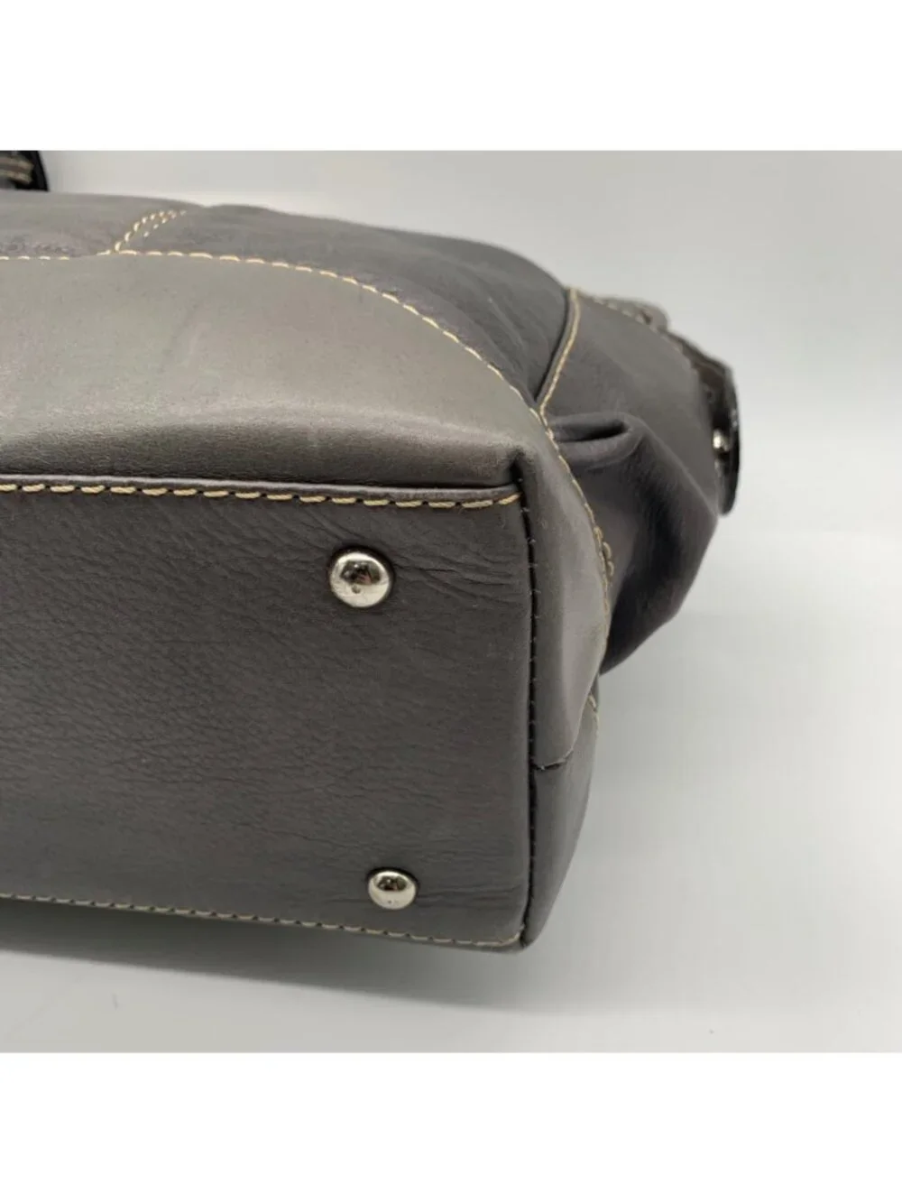 The Real McCoy Grey Pebbled Leather Western Style Tote Bag